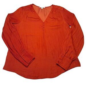 Maison d'Amelie Long Sleeve Blouse Burnt Orange In Color Women's Size Med